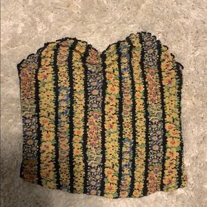 Multi color floral tube top